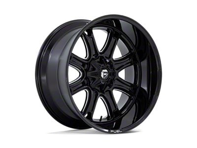 Fuel Wheels Darkstar Gloss Black Milled 6-Lug Wheel; 22x9; 1mm Offset (99-06 Silverado 1500)