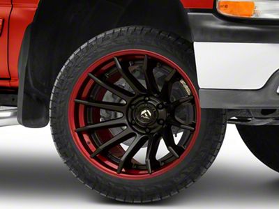 Fuel Wheels Fusion Forged Burn Matte Black with Candy Red Lip 6-Lug Wheel; 24x12; -44mm Offset (99-06 Silverado 1500)