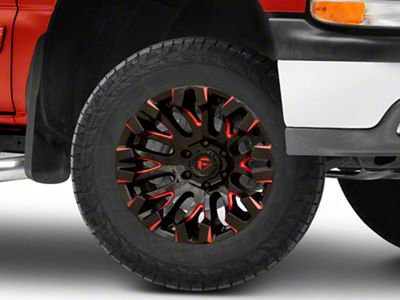 Fuel Wheels Quake Gloss Black Milled with Red Tint 6-Lug Wheel; 18x9; 1mm Offset (99-06 Silverado 1500)