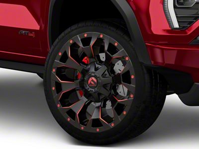 Fuel Wheels Assault Matte Black Red Milled 6-Lug Wheel; 22x9.5; 20mm Offset (23-26 Canyon)
