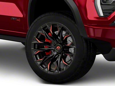 Fuel Wheels Flame Gloss Black Milled with Red Accents 6-Lug Wheel; 20x9; 20mm Offset (23-25 Canyon)