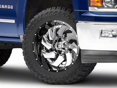 Fuel Wheels Cleaver Chrome with Gloss Black 6-Lug Wheel; 22x12; -44mm Offset (14-18 Silverado 1500)