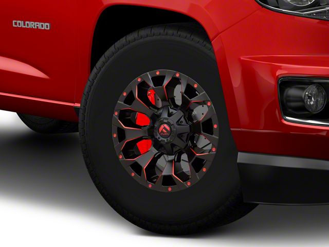 Fuel Wheels Assault Matte Black Red Milled 6-Lug Wheel; 17x8.5; 14mm Offset (15-22 Colorado)