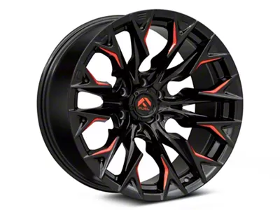 Fuel Wheels Flame Gloss Black Milled with Red Accents 6-Lug Wheel; 20x10; -18mm Offset (23-25 Colorado)