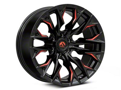 Fuel Wheels Flame Gloss Black Milled with Red Accents 6-Lug Wheel; 20x10; -18mm Offset (23-24 Colorado)