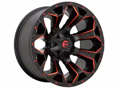 Fuel Wheels Assault Matte Black Red Milled 5-Lug Wheel; 18x9; 1mm Offset (87-90 Dakota)