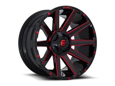 Fuel Wheels Contra Gloss Black with Red Tint 5-Lug Wheel; 22x10; -18mm Offset (05-11 Dakota)