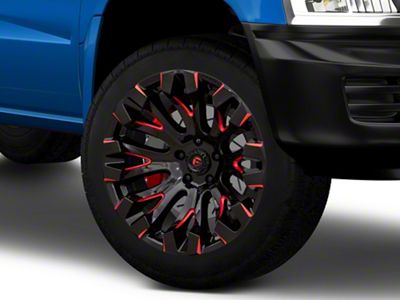 Fuel Wheels Quake Gloss Black Milled with Red Tint 5-Lug Wheel; 20x10; -18mm Offset (05-11 Dakota)
