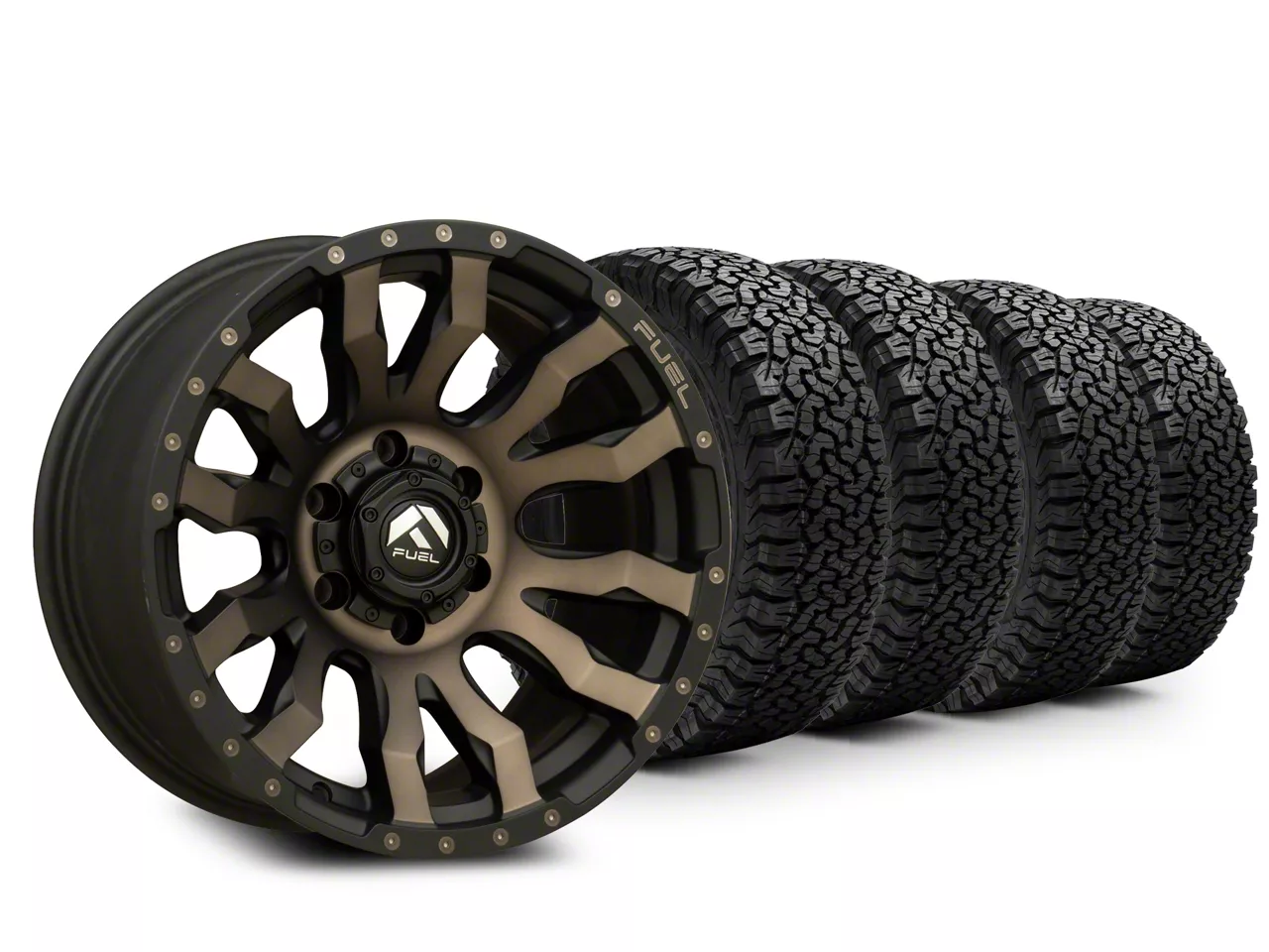 17×9 Fuel Wheels Blitz & 33in BF Goodrich All-Terrain T/A KO Tire Package (15-20 F-150)