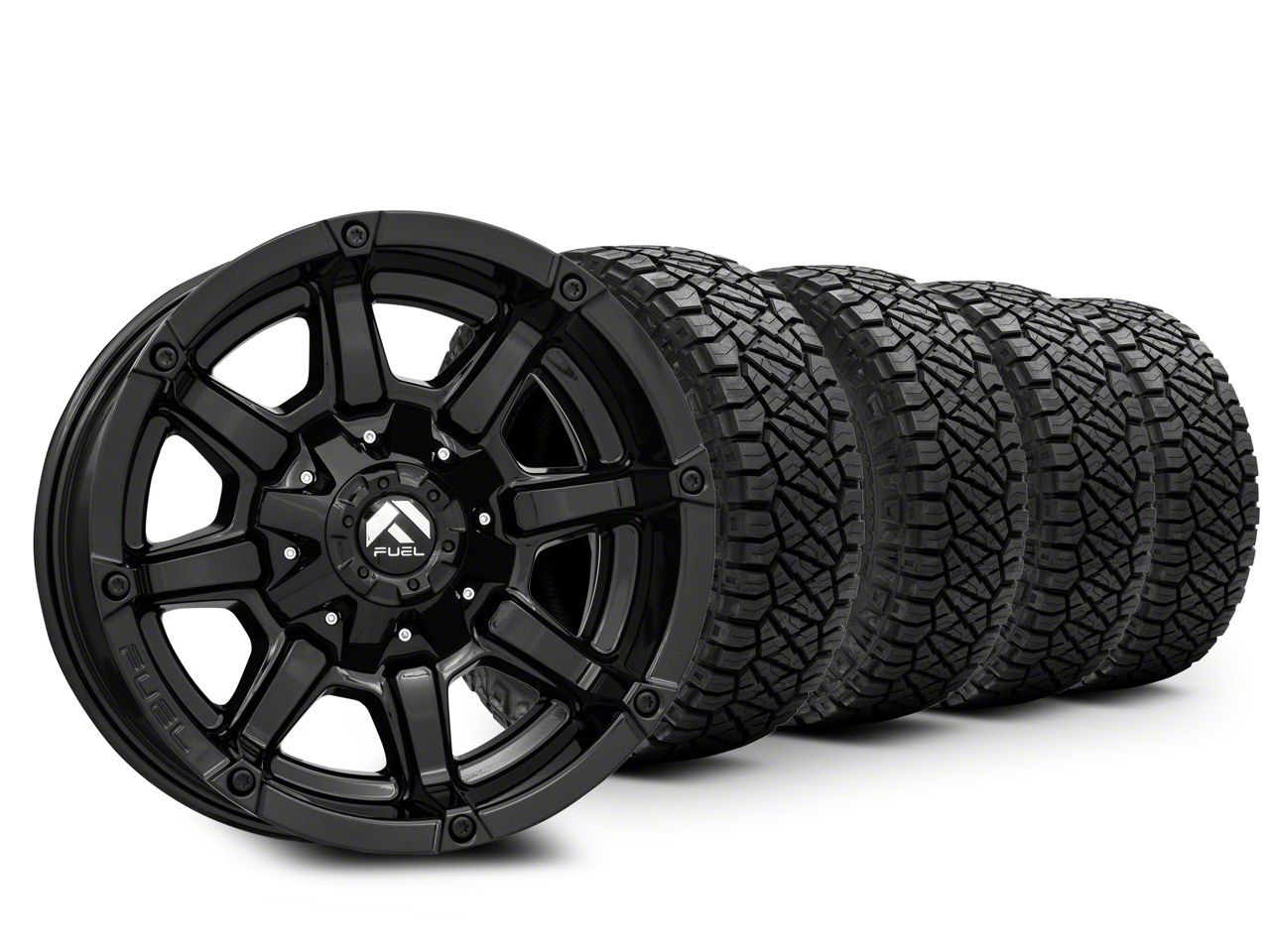 17×9 Fuel Wheels Coupler & 33in NITTO All-Terrain Ridge Grappler A/T Tire Package (15-20 F-150)