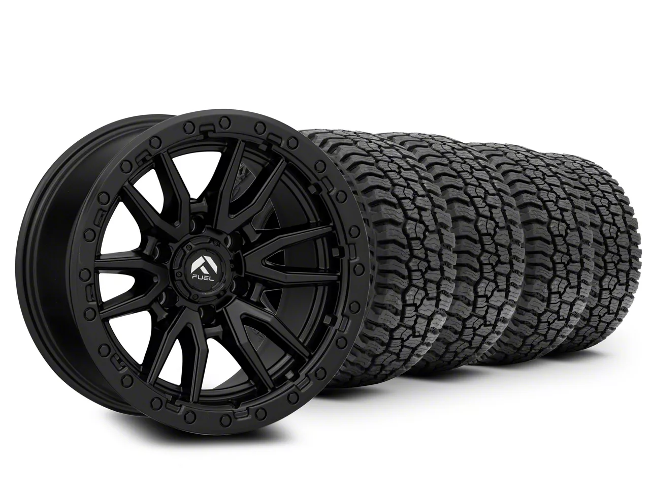 18×9 Fuel Wheels Rebel & 33in Mickey Thompson All-Terrain Baja Boss Tire Package (15-20 F-150)