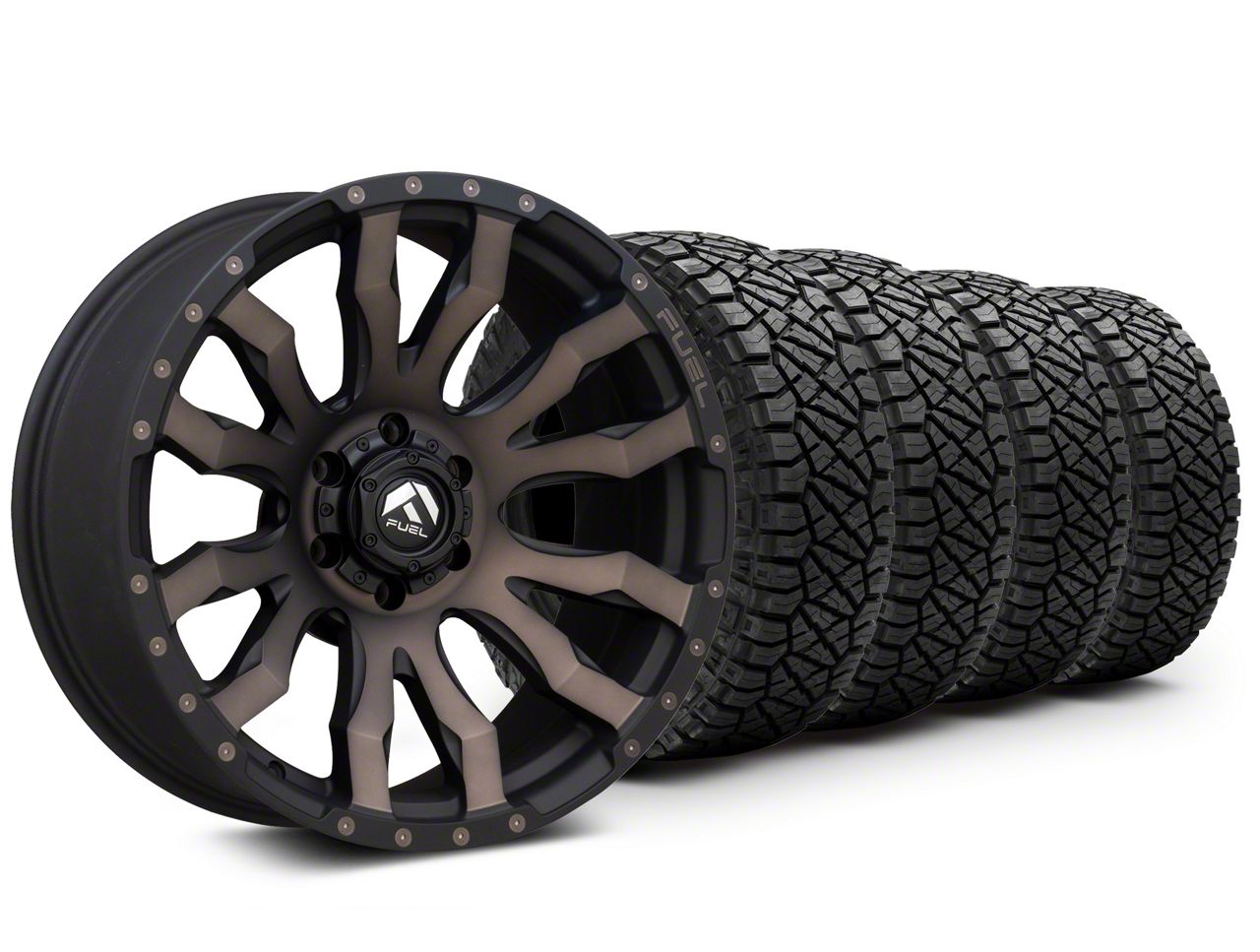 20×9 Fuel Wheels Blitz & 33in NITTO All-Terrain Ridge Grappler A/T Tire Package (21-24 F-150)