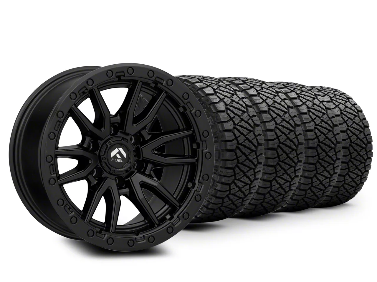 20×9 Fuel Wheels Rebel & 33in NITTO All-Terrain Ridge Grappler A/T Tire Package (21-24 F-150)