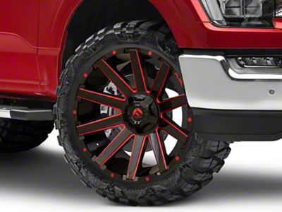 Fuel Wheels Contra Gloss Black with Red Tint 6-Lug Wheel; 22x10; -19mm Offset (21-25 F-150)
