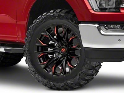 Fuel Wheels Flame Gloss Black Milled with Red Accents 6-Lug Wheel; 20x10; -18mm Offset (21-24 F-150)