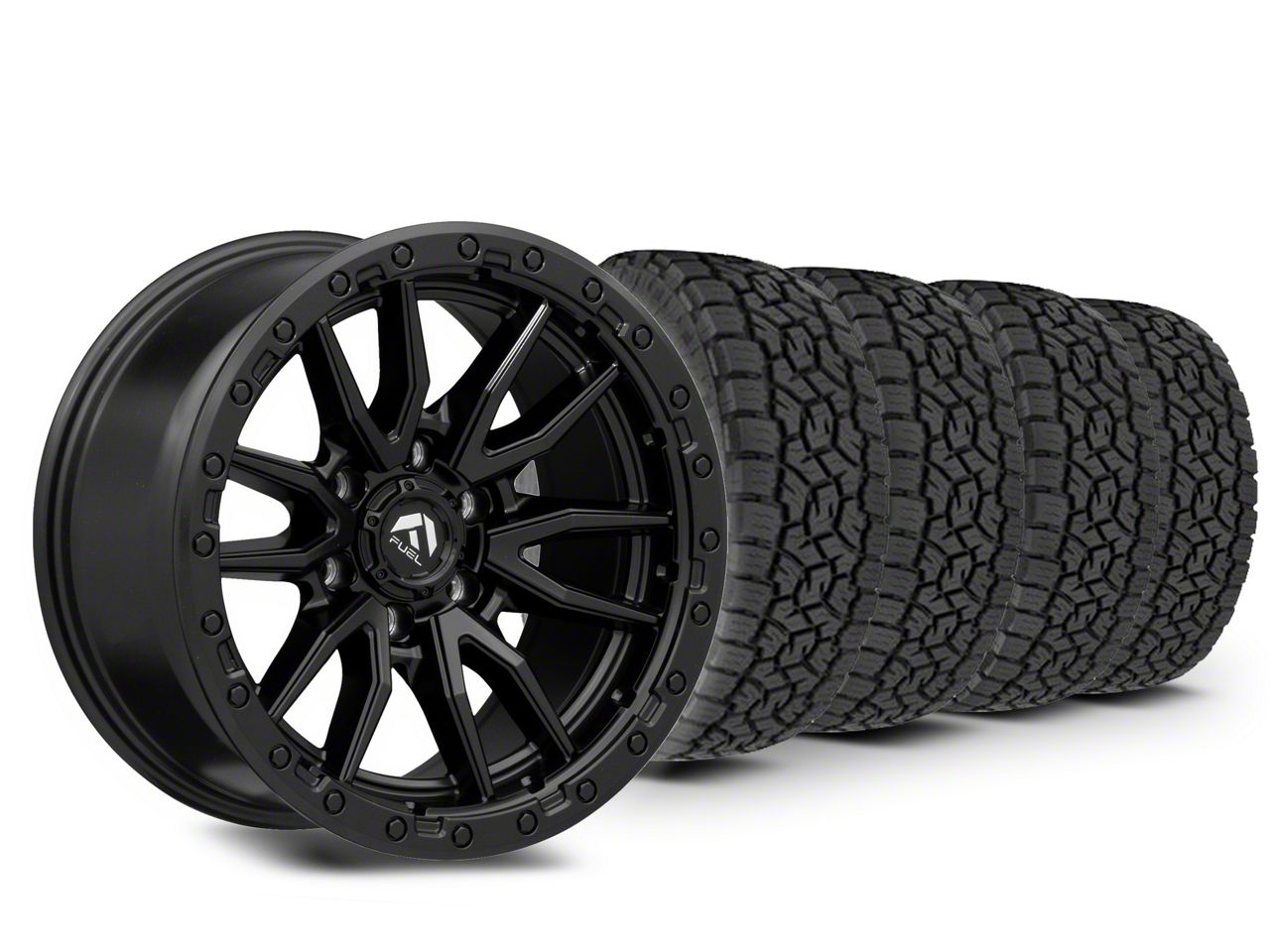 18×9 Fuel Rebel Wheel & 33in Toyo All-Terrain Open Country A/T III Tire Package (15-20 F-150)