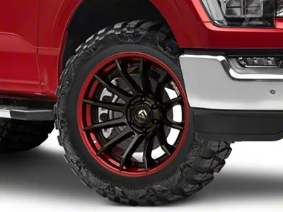 Fuel Wheels Fusion Forged Burn Matte Black with Candy Red Lip 6-Lug Wheel; 20x10; -18mm Offset (21-25 F-150)