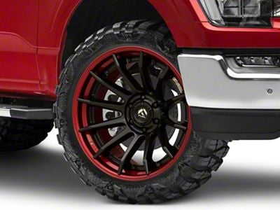 Fuel Wheels Fusion Forged Burn Matte Black with Candy Red Lip 6-Lug Wheel; 22x12; -44mm Offset (21-25 F-150)
