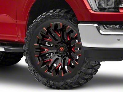Fuel Wheels Quake Gloss Black Milled with Red Accents 6-Lug Wheel; 20x10; -18mm Offset (21-25 F-150)