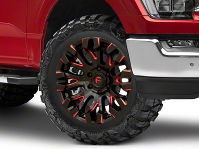 Fuel Wheels Quake Gloss Black Milled with Red Tint 6-Lug Wheel; 20x9; 1mm Offset (21-25 F-150)
