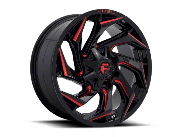 Fuel Wheels Reaction Gloss Black Milled with Red Tint 6-Lug Wheel; 24x12; -44mm Offset (21-24 F-150)