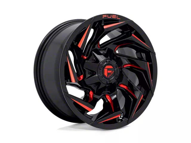 Fuel Wheels Reaction Gloss Black Milled with Red Tint 6-Lug Wheel; 18x9; -12mm Offset (21-24 F-150)