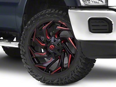 Fuel Wheels Reaction Gloss Black Milled with Red Tint 8-Lug Wheel; 24x12; -44mm Offset (23-24 F-250 Super Duty)