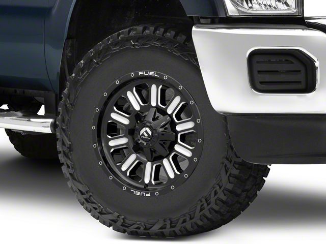 Fuel Wheels Hardline Gloss Black Milled 8-Lug Wheel; 17x9; 1mm Offset (17-22 F-350 Super Duty SRW)