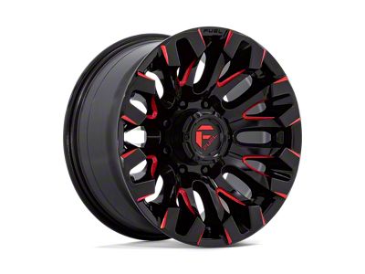 Fuel Wheels Quake Gloss Black Milled with Red Tint 8-Lug Wheel; 18x9; 1mm Offset (23-24 F-350 Super Duty SRW)