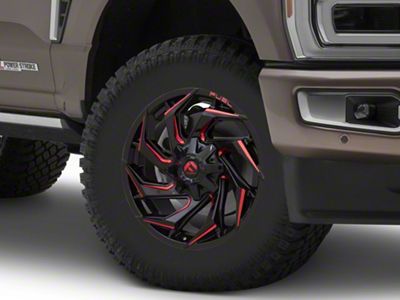 Fuel Wheels Reaction Gloss Black Milled with Red Tint 8-Lug Wheel; 18x9; -12mm Offset (23-25 F-350 Super Duty SRW)
