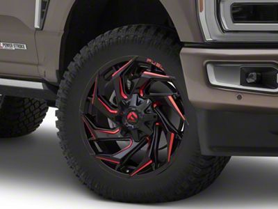 Fuel Wheels Reaction Gloss Black Milled with Red Tint 8-Lug Wheel; 20x9; 20mm Offset (23-25 F-350 Super Duty SRW)