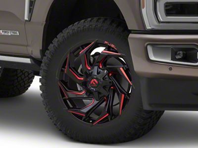 Fuel Wheels Reaction Gloss Black Milled with Red Tint 8-Lug Wheel; 22x10; -18mm Offset (23-25 F-350 Super Duty SRW)