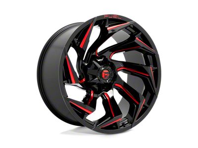 Fuel Wheels Reaction Gloss Black Milled with Red Tint 8-Lug Wheel; 24x12; -44mm Offset (23-24 F-350 Super Duty SRW)