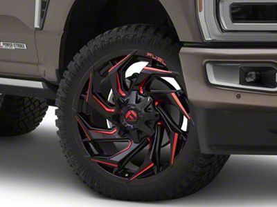 Fuel Wheels Reaction Gloss Black Milled with Red Tint 8-Lug Wheel; 24x12; -44mm Offset (23-25 F-350 Super Duty SRW)