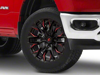 Fuel Wheels Flame Gloss Black Milled with Candy Red 6-Lug Wheel; 20x9; 1mm Offset (19-25 RAM 1500)