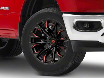 Fuel Wheels Flame Gloss Black Milled with Red Accents 6-Lug Wheel; 20x9; 20mm Offset (19-25 RAM 1500)