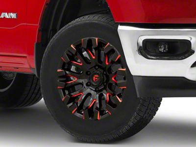 Fuel Wheels Quake Gloss Black Milled with Red Tint 6-Lug Wheel; 18x9; 1mm Offset (19-24 RAM 1500)