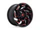 Fuel Wheels Reaction Gloss Black Milled with Red Tint 6-Lug Wheel; 18x9; -12mm Offset (19-24 RAM 1500)
