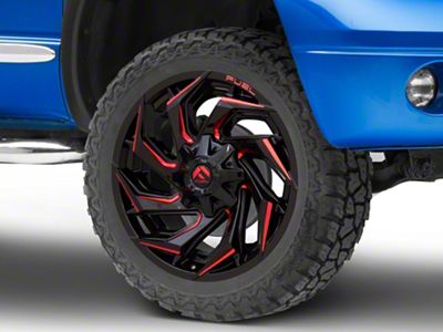 Fuel Wheels Reaction Gloss Black Milled with Red Tint 8-Lug Wheel; 22x12; -44mm Offset (06-08 RAM 1500 Mega Cab)