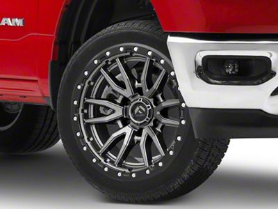 Fuel Wheels Rebel Matte Gunmetal with Black Bead Ring 6-Lug Wheel; 22x10; -13mm Offset (19-25 RAM 1500)