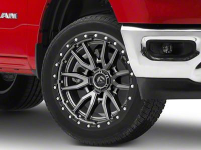 Fuel Wheels Rebel Matte Gunmetal with Black Bead Ring 6-Lug Wheel; 22x9; 20mm Offset (19-25 RAM 1500)