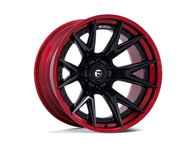 Fuel Wheels Catalyst Matte Black with Candy Red Lip 6-Lug Wheel; 24x12; -44mm Offset (19-23 Ranger)