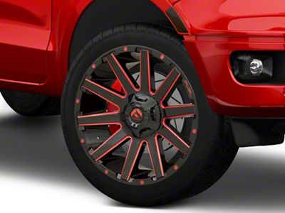 Fuel Wheels Contra Gloss Black with Red Tinted Clear 6-Lug Wheel; 22x12; -43mm Offset (19-23 Ranger)