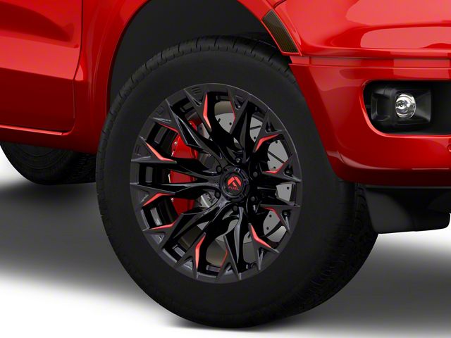 Fuel Wheels Flame Gloss Black Milled with Red Accents 6-Lug Wheel; 20x10; -18mm Offset (19-23 Ranger)