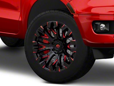 Fuel Wheels Quake Gloss Black Milled with Red Accents 6-Lug Wheel; 20x10; -18mm Offset (19-23 Ranger)