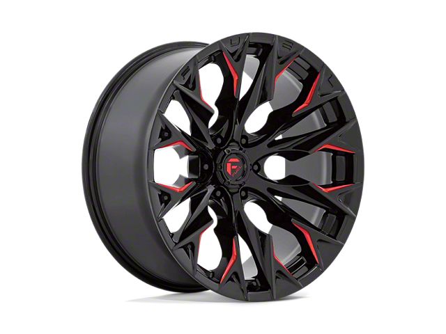Fuel Wheels Flame Gloss Black Milled with Candy Red 6-Lug Wheel; 22x10; -18mm Offset (19-24 Sierra 1500)