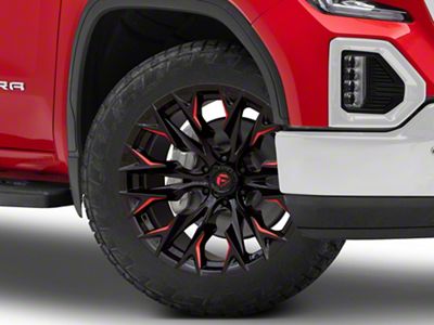 Fuel Wheels Flame Gloss Black Milled with Candy Red 6-Lug Wheel; 22x10; -18mm Offset (19-25 Sierra 1500)
