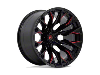 Fuel Wheels Flame Gloss Black Milled with Candy Red 6-Lug Wheel; 22x12; -44mm Offset (19-24 Sierra 1500)