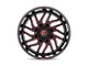 Fuel Wheels Hurricane Gloss Black Milled with Red Tint 6-Lug Wheel; 24x12; -44mm Offset (19-24 Sierra 1500)