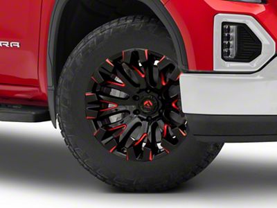 Fuel Wheels Quake Gloss Black Milled with Red Accents 6-Lug Wheel; 20x10; -18mm Offset (19-24 Sierra 1500)